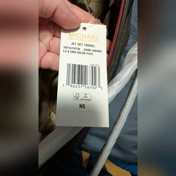 MICHAEL KORS LARGE X CHAIN LOGO SHOULDER BAG DARK CHERRY COLOR (NWT) - Picture 4 of 10